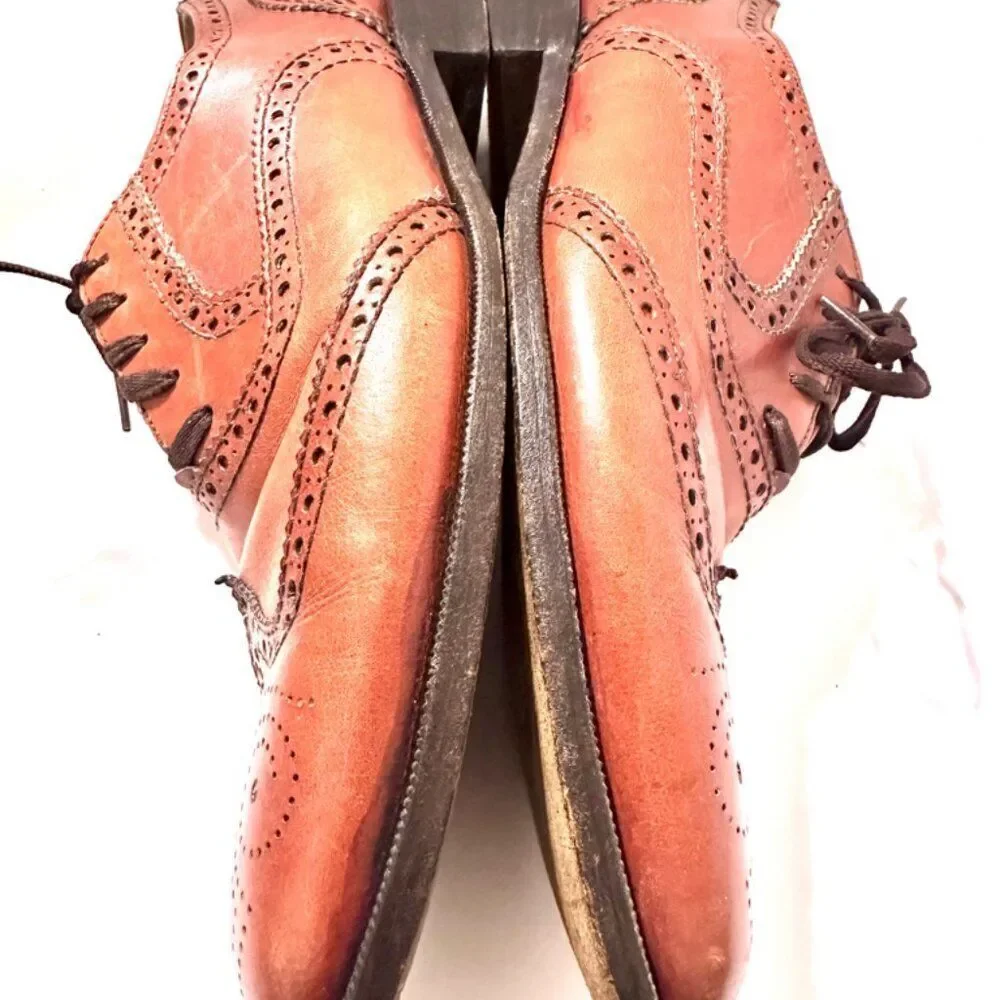 Mario Bruni Brogue Men's Leather Shoes Brown Made In Italy Luxury Brand Size 9